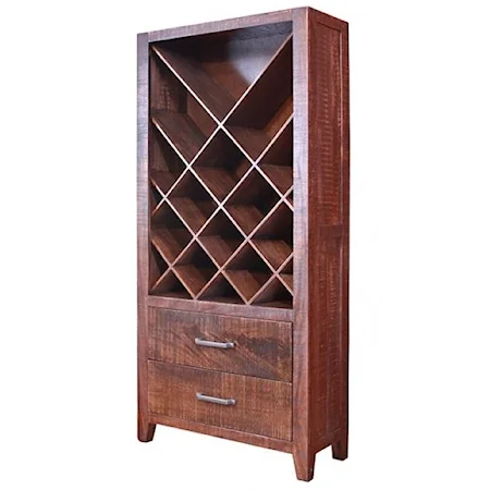 Casual Bookcase and Wine Rack with 2 Drawers